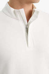 Regular Fit Stand Collar Half Zipper Sweatshirt