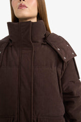 Regular Fit Hooded Velvet Jacket