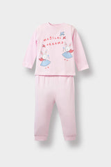 Baby Girl Pajama Set Rabbit Printed Long Sleeve Combed Cotton Top and Long Bottoms