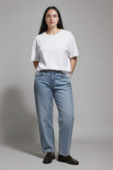Straight Wide High Waist Straight Leg Long Washed Jean Trousers