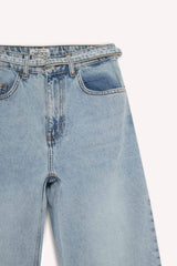 Straight Wide High Waist Straight Leg Long Washed Jean Trousers