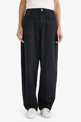 Baggy Fit High Waist Straight Leg Long Jeans