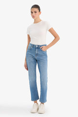Mary Vintage Straight Fit High Waist Ankle Length Washed Jean Trousers
