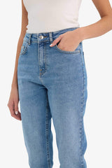 Mary Vintage Straight Fit High Waist Ankle Length Washed Jean Trousers