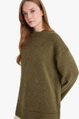 Loose Fit Crew Neck Knit Tunic