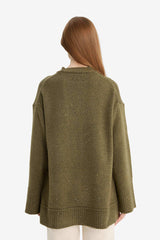 Loose Fit Crew Neck Knit Tunic