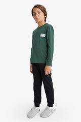 Boys Pajama Set Printed Long Sleeve Top and Long Bottom