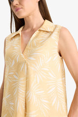 Short Sleeve Blouse with Wacky Collar Pattern