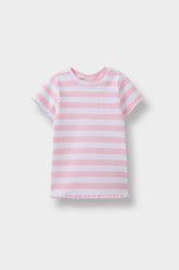 Baby Girl Crew Neck Ribbed Camisole Striped Short Sleeve T-Shirt