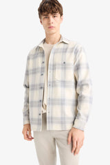 Regular Fit Polo Collar Flannel Long Sleeve Shirt