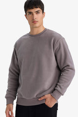 Relax Fit Crew Neck Fleece Sweatshirt