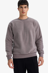 Relax Fit Crew Neck Fleece Sweatshirt