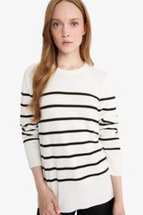 Regular Fit Crew Neck Striped Knit Sweater