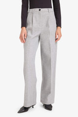 High-waisted wide-leg flannel trousers with two pockets