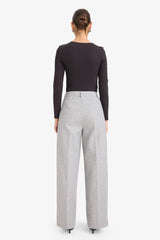 High-waisted wide-leg flannel trousers with two pockets