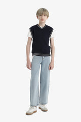 Boys V-Neck Knitted School Sweater