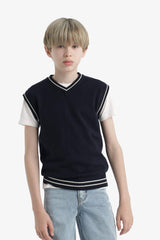 Boys V-Neck Knitted School Sweater