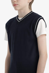 Boys V-Neck Knitted School Sweater