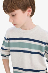 Boys Crew Neck Striped Knit Sweater