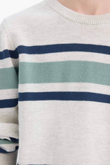 Boys Crew Neck Striped Knit Sweater
