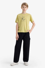 Boys Crew Neck Back Printed Short Sleeve T-Shirt