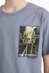 Boys Crew Neck Back Printed Short Sleeve T-Shirt