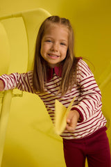 Baby Girl 2-Piece Set Large Collar School Striped Long Sleeve T-Shirt Bell-bottom Leggings