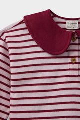 Baby Girl 2-Piece Set Large Collar School Striped Long Sleeve T-Shirt Bell-bottom Leggings