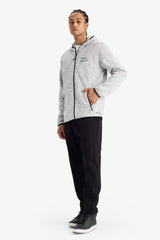 Standard Fit Hooded Fleece Cardigan with Soft Fleece Lining and Zip-Up