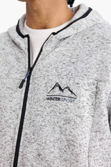 Standard Fit Hooded Fleece Cardigan with Soft Fleece Lining and Zip-Up