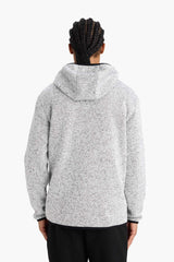 Standard Fit Hooded Fleece Cardigan with Soft Fleece Lining and Zip-Up