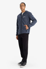 Standard Fit Hooded Fleece Cardigan with Soft Fleece Lining and Zip-Up