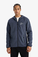 Standard Fit Hooded Fleece Cardigan with Soft Fleece Lining and Zip-Up