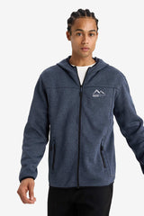 Standard Fit Hooded Fleece Cardigan with Soft Fleece Lining and Zip-Up