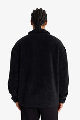 Boxy Fit High Neck Soft Fleece Lined Plush Cardigan