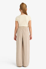 Girls' Wide Leg Pants with Elastic Waistband