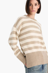 Oversize Wide Pattern Crew Neck Striped Knitwear Sweater