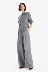 Oversize Wide Pattern Crew Neck Knitwear Sweater