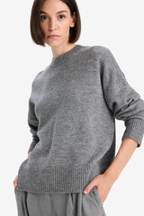 Oversize Wide Pattern Crew Neck Knitwear Sweater