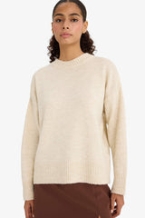 Oversize Wide Pattern Crew Neck Knitwear Sweater