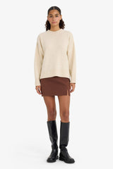 Oversize Wide Pattern Crew Neck Knitwear Sweater