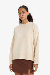 Oversize Wide Pattern Crew Neck Knitwear Sweater