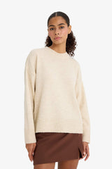 Oversize Wide Pattern Crew Neck Knitwear Sweater
