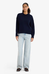 Oversize Wide Pattern Crew Neck Knitwear Sweater