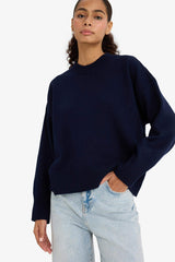 Oversize Wide Pattern Crew Neck Knitwear Sweater