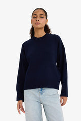 Oversize Wide Pattern Crew Neck Knitwear Sweater