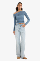 Slim Fit One Shoulder Crepe T-Shirt