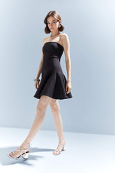 Cool Skater Fit Strapless Bengalin Mini Black Dress