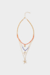 Women 3-Piece Seashell Themed Gold Necklace