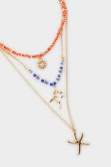 Women 3-Piece Seashell Themed Gold Necklace